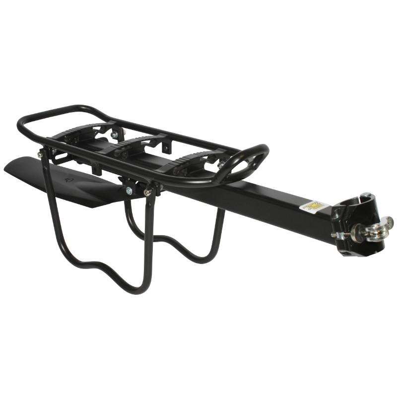 Porte-bagage vélo arrière P2R aluminium noir fixation rapide avec protection latérale