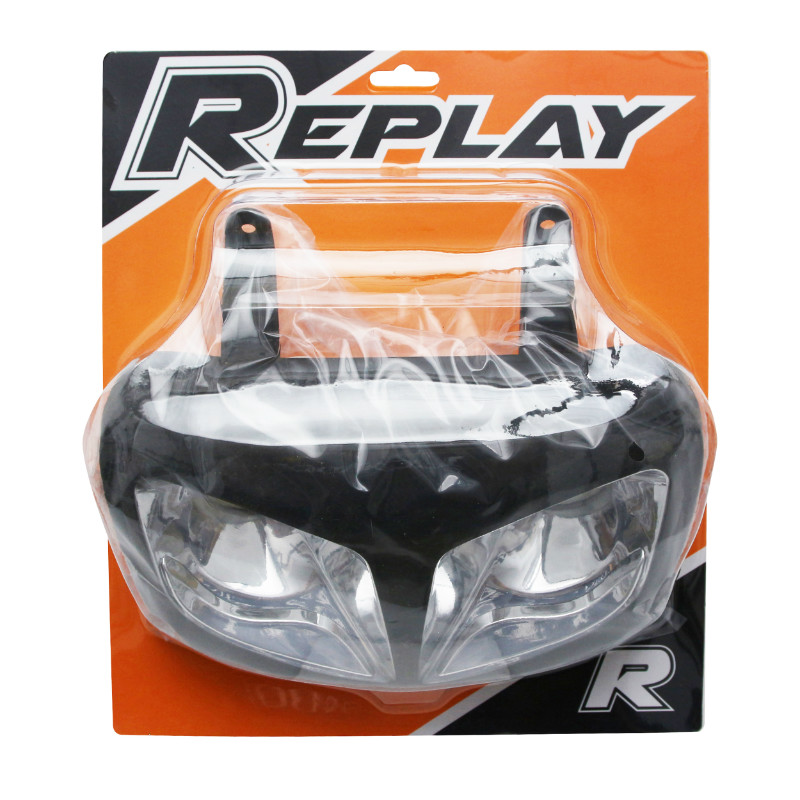 Double optique Replay RR8 pour MBK Booster 50 2004+ et Yamaha BWS 50 2004+ noir mat avec 2 halogènes 20W - vue 2
