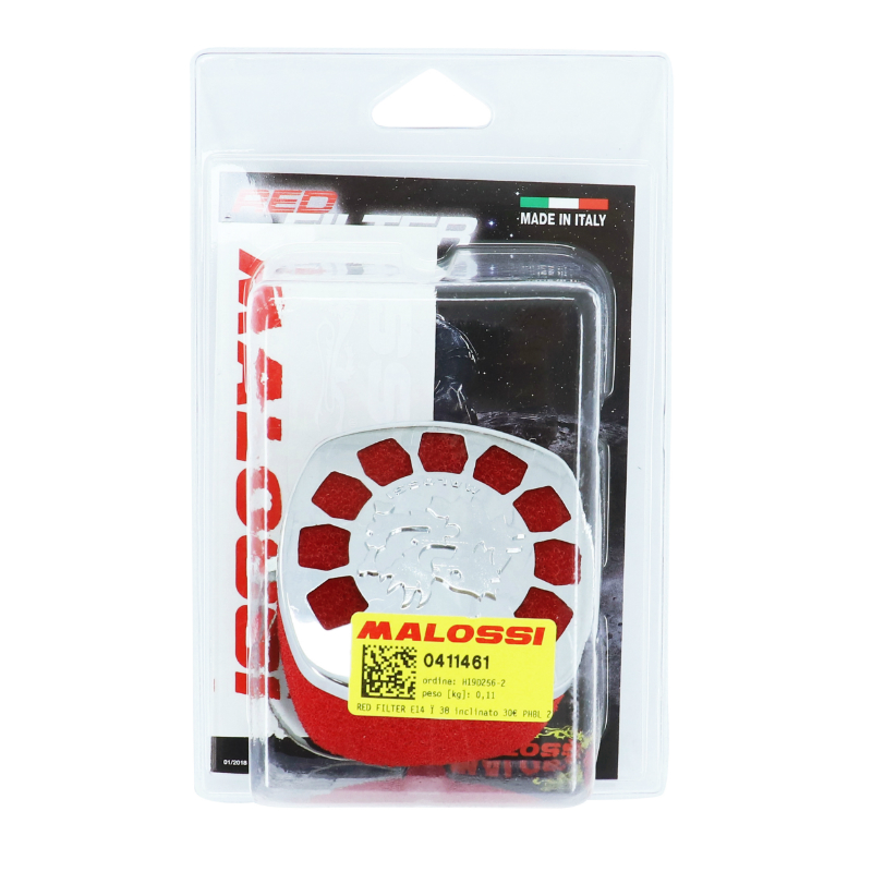 Filtre à air Malossi E14 PHBL mousse rouge chrome fixation coudée 30° d.38 mm - vue 3