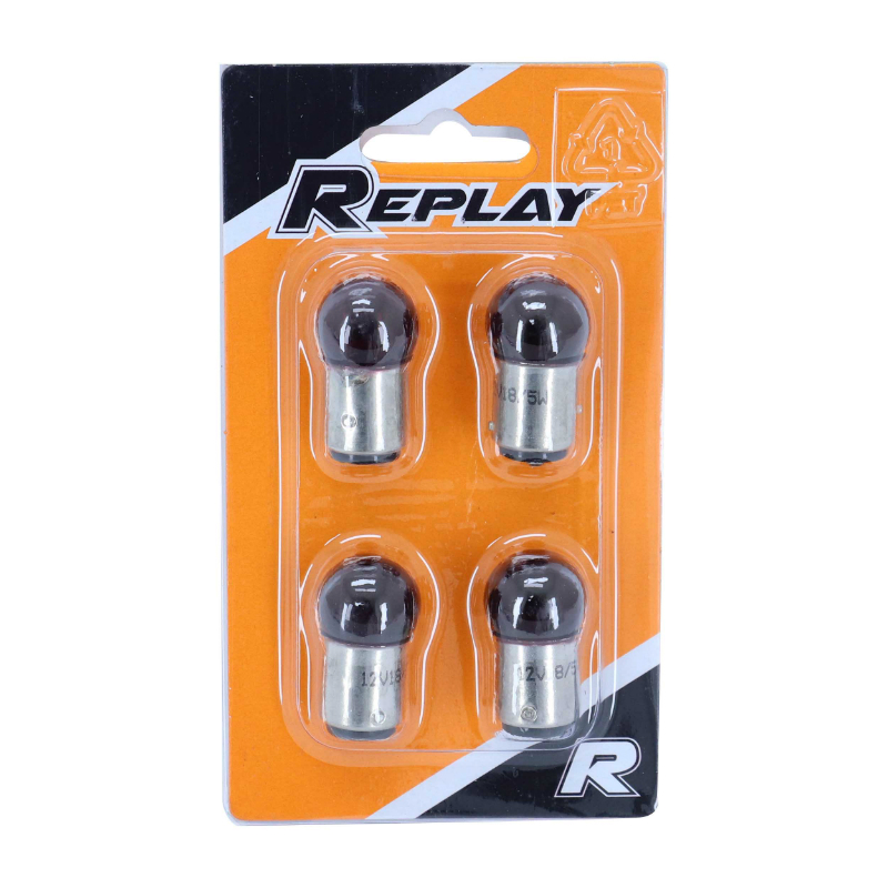 Ampoule standard 12V 18-5W culot BAY15D P18-5W rouge feu arrière + stop REPLAY (lot de 4) - vue 3