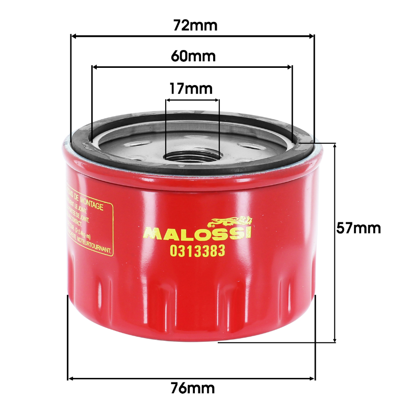 Filtre a huile maxiscooter Malossi red chilli pour piaggio 500 MP3, 400 MP3, X8, x-evo, 500 X9-GILERA 500 nexus-peugeot 500 satelis, 400 geopolis-aprilia 500 atlantic, 400 atlantic (equiv HF184) - vue 2