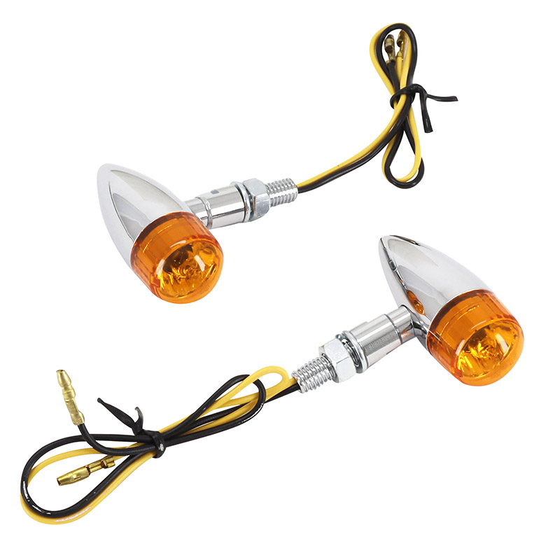 Clignotant universel Replay vintage métal à ampoule BAU9S orange-chrome diam 25 mm (paire) - vue 2