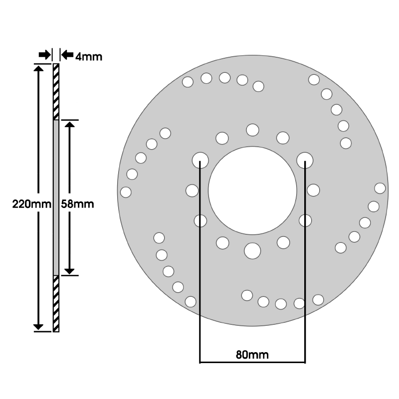 Disque de frein NEWFREN adaptable Kymco 50 Agility 2005-2008 AV, Top Boy 1996-2005 AV, Vitality 2004-2009 AV, 125 Dink 1996-1999 AV-AR Ø180mm INT 58mm 3 trous (DF4025A) - vue 2