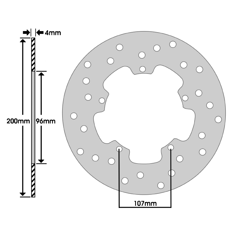 Disque de frein adaptable piaggio 50-125 fly 2005+ av, 50-125 vespa LX 2005+ av, 50 free 1997+ av - malaguti 50 F15 1997+1998 av (ext 200MM, int 96MM, 5 trous) (DF4012A) -Newfren - vue 2