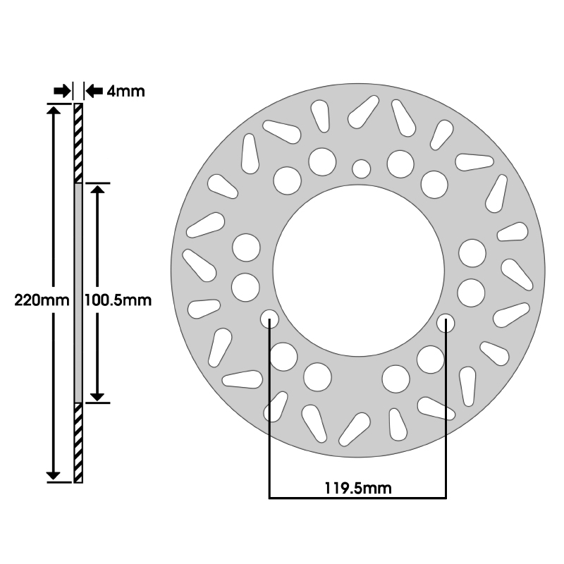Disque de frein adaptable suzuki 125 burgman 2002+2005 av, 150 burgman 2002+2005 av (ext 220MM - int 100.5 MM - 3 trous) (DF4081A) -Newfren - vue 2