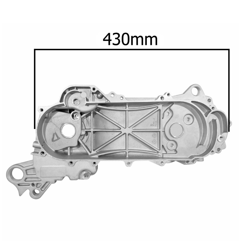 Carter moteur scoot adaptable peugeot 50 kisbee 4T-KYMCO 50 agility 4T-SYM 50 orbit 4T-SCOOT 50 chinois 4T roues 12 pouces (gauche cote variation - longueur 430MM) (139qmb-e-gy6-gy50) -P2R - vue 2