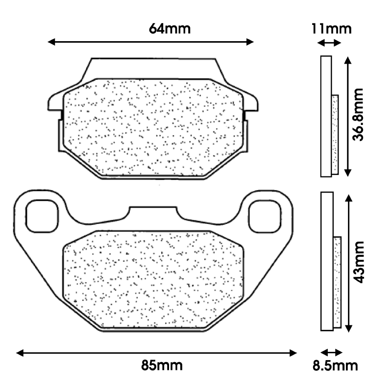 Plaquettes de frein CL Brakes Kymco Agility 50 4T 2006+ Agility Super 8 2008+ People 1999+ (3068 SC) - vue 2