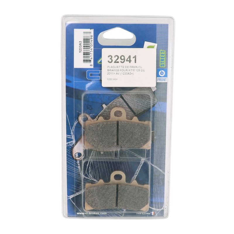 Plaquette de frein CL Brakes pour KTM 125 Duke 2011+, 390 Duke 2013+, BMW CE 04 AV (1 jeu de 2 plaquettes) 1233 A3+ Touring métal fritté - vue 3
