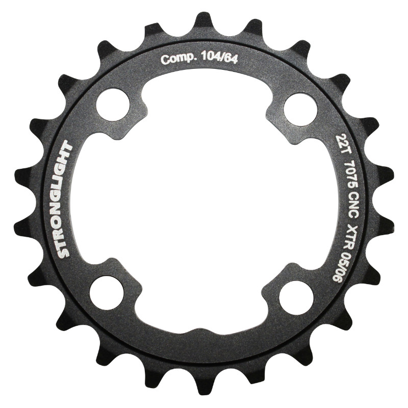 PLATEAU VTT 4BRA D.64 STRONGLIGHT 22DTS INTERIEUR TRIPLE NOIR ALU 7075 COMPATIBLE XTR M960 - EPAISSEUR 4mm