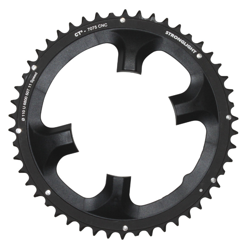 Plateau route 4BRA d.110 pour shimano ultegra 6800 Stronglight 50DTS exterieur noir CT2 11V.