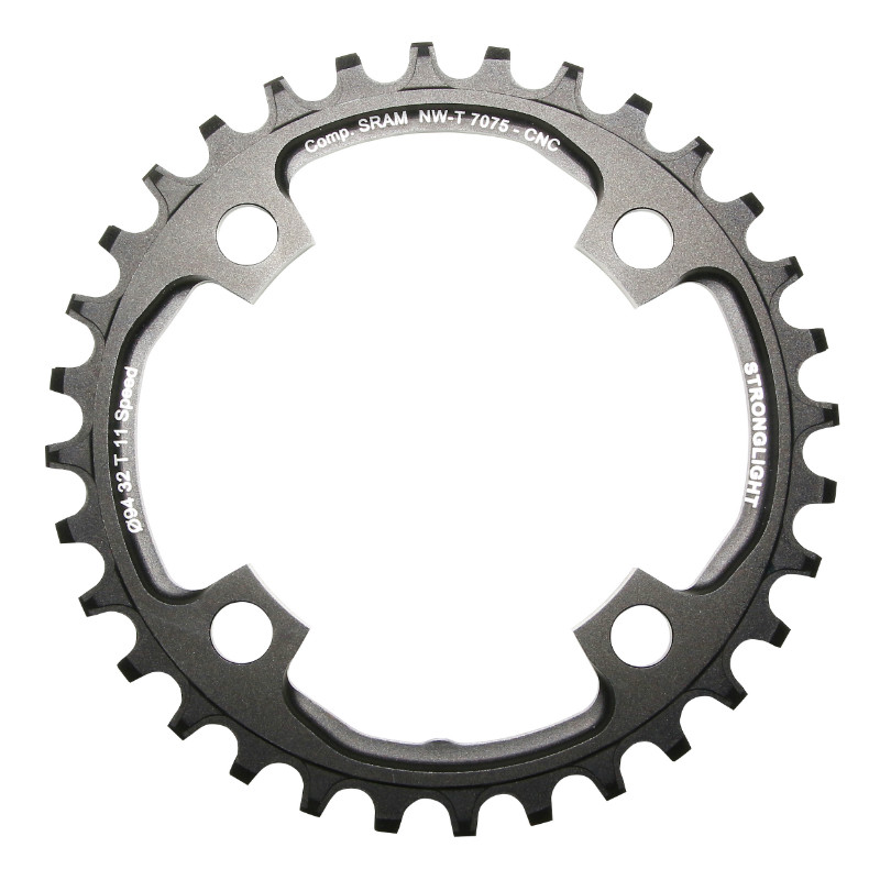 Plateau VTT 4BRA d.94 pour sram X01 Stronglight 32DTS mono noir alu 7075 11V. narrow wide - epaisseur 5MM
