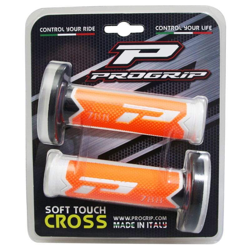 Revêtement de poignée Progrip 788 triple densité fluo blanc-orange-noir 115 mm fermé (paire) - vue 2