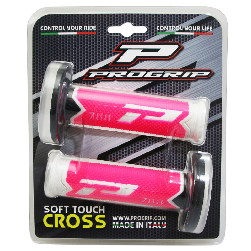Revêtement de poignée Progrip 788 Triple densité Fluo blanc-fuchsia-noir closed end 115 mm - vue 2