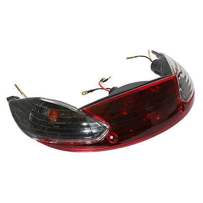 Feu arrière scooter adaptable Peugeot 50 Vivacity avec clignotants transparent noir homologué CE - vue 2
