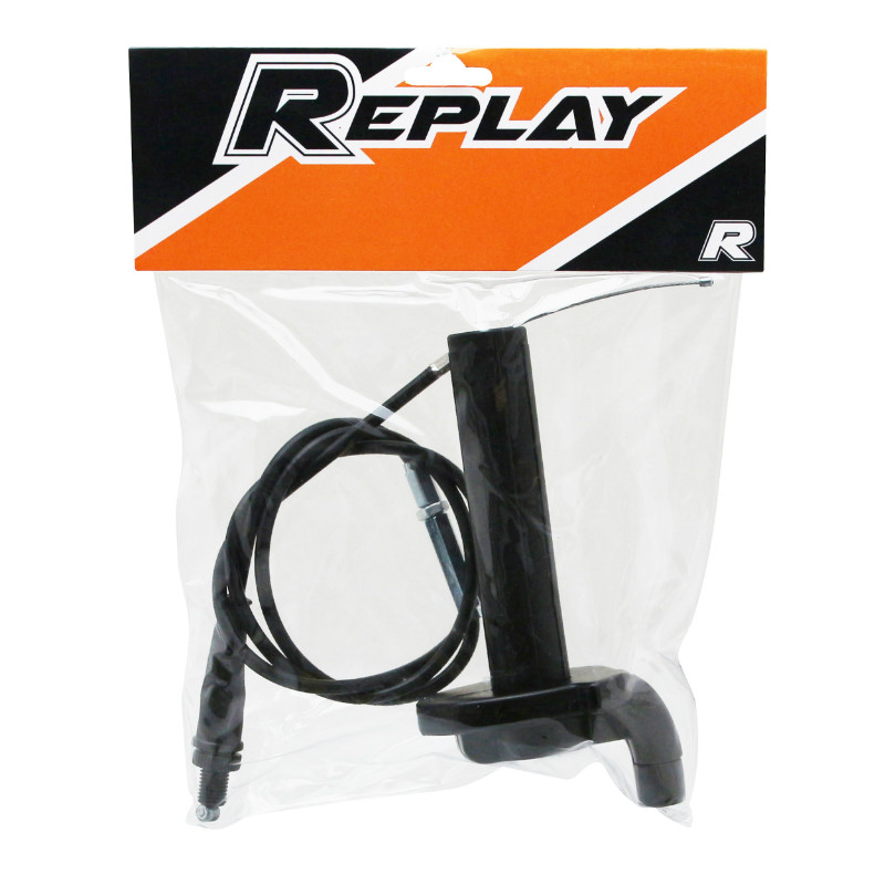 Poignee de gaz 50 a boite Replay tirage rapide alu noir (complete) (livree avec transmission + vis tendeur M10X125) - vue 4