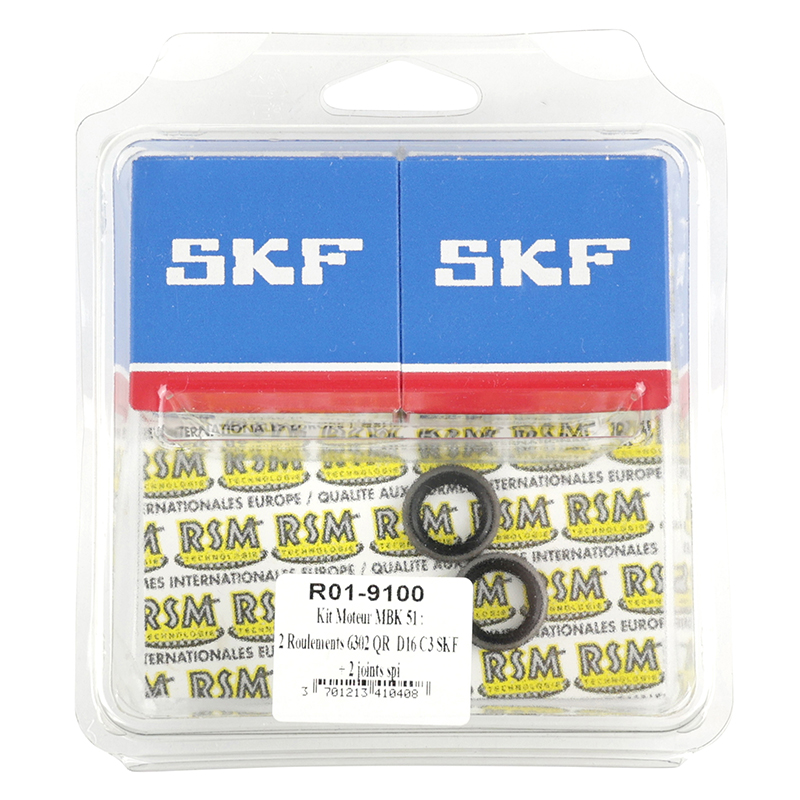 Roulement d'embiellage + joint cyclo P2R adaptable MBK 51, 41, 40, 88, club (kit SKF 6302 QR acier) - vue 3