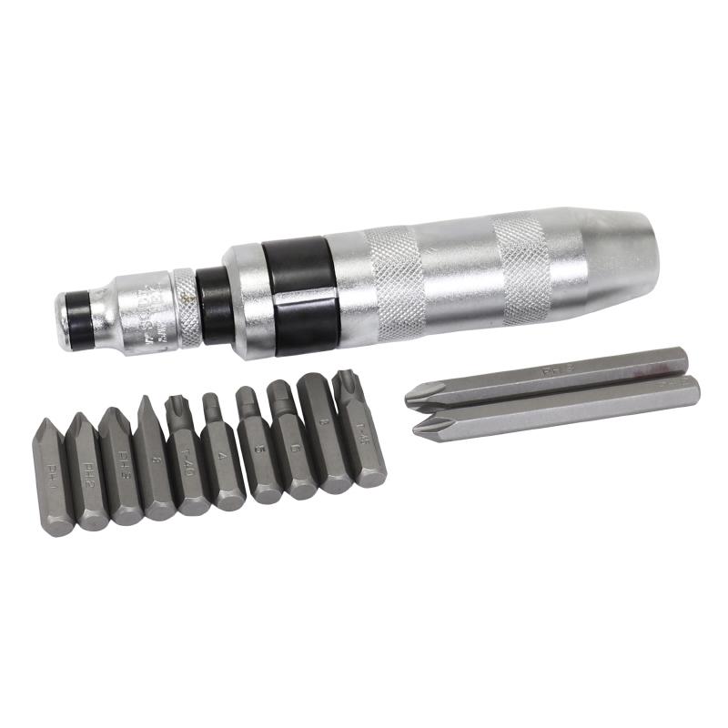 Tournevis à frapper Buzzetti avec embouts (vis fendue, cruciforme, hexagonale, torx) + 2 rallonges cruciformes 80 mm - 4918 - vue 2