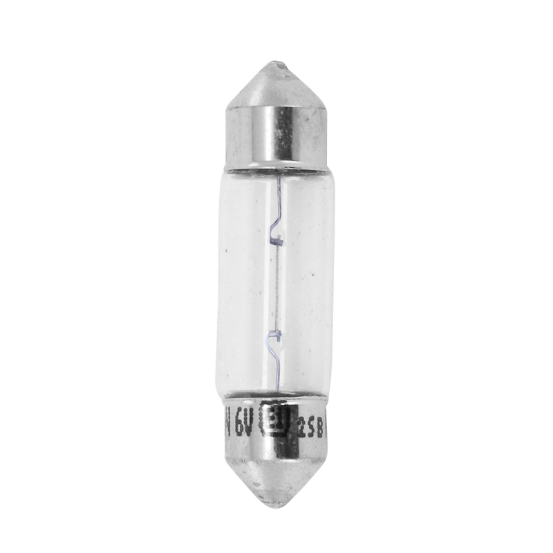 Ampoule-lampe standard 6V 5W culot SV8,5 (11X35) norme C5W navette blanc (feu de position) (vendu a l unite) -Flosser
