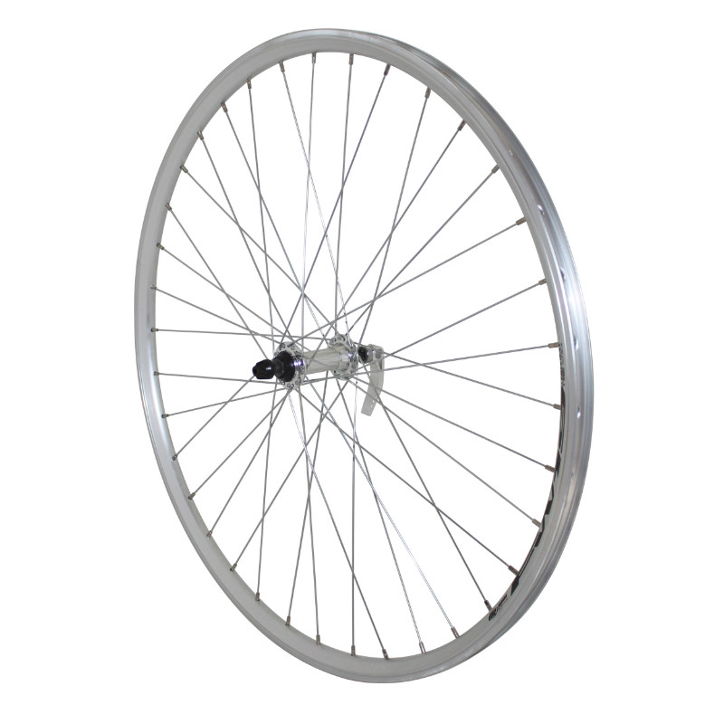 Roue VTC VELOX 700 x 35 - 28" ER10 argent avant moyeu alu 36 rayons jante 19C