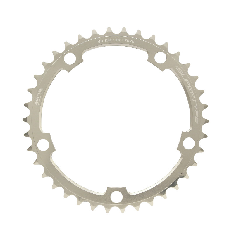 Plateau route 5BRA d.130 Miche 38DTS interieur type shimano argent 9-10V.