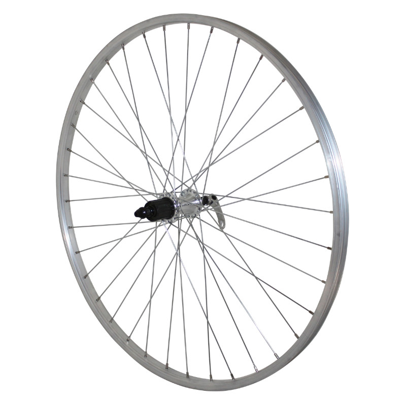 ROUE VTC DISQUE - PATIN BLOCAGE 700 x 35 - 28" ALU ARRIERE MOYEU QC300 CENTERLOCK CASSETTE SHIMANO 11-10-9V 36 RAYONS JANTE 21C