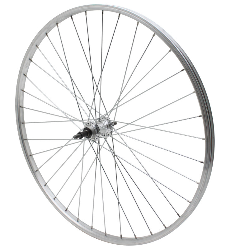 Roue VTC - city patin 700 x 28 - 35 arriere jante et moyeu alu axe plein roue libre 7-6V (vendu avec ecrou 10X100) jante 19C