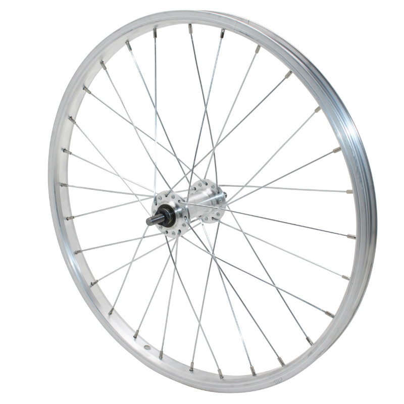 Roue VTT patin 20" alu avant moyeu alu axe plein (vendu avec ecrou 9X100) jante 21C 28 rayons