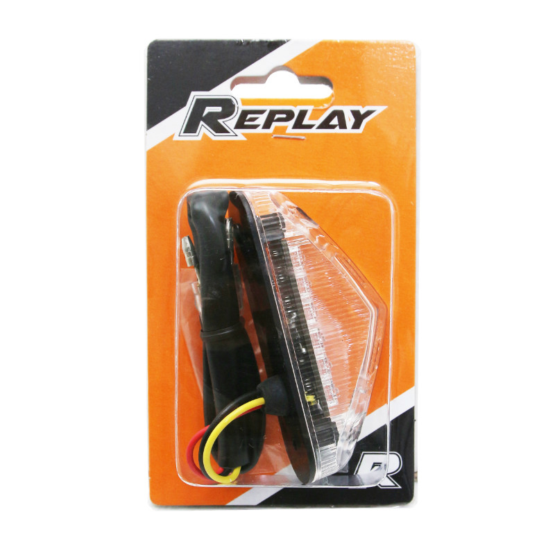 Feu arrière 50 à boîte-moto triangle transparent à LEDs 6 LEDs rouges homologué CE REPLAY - vue 2