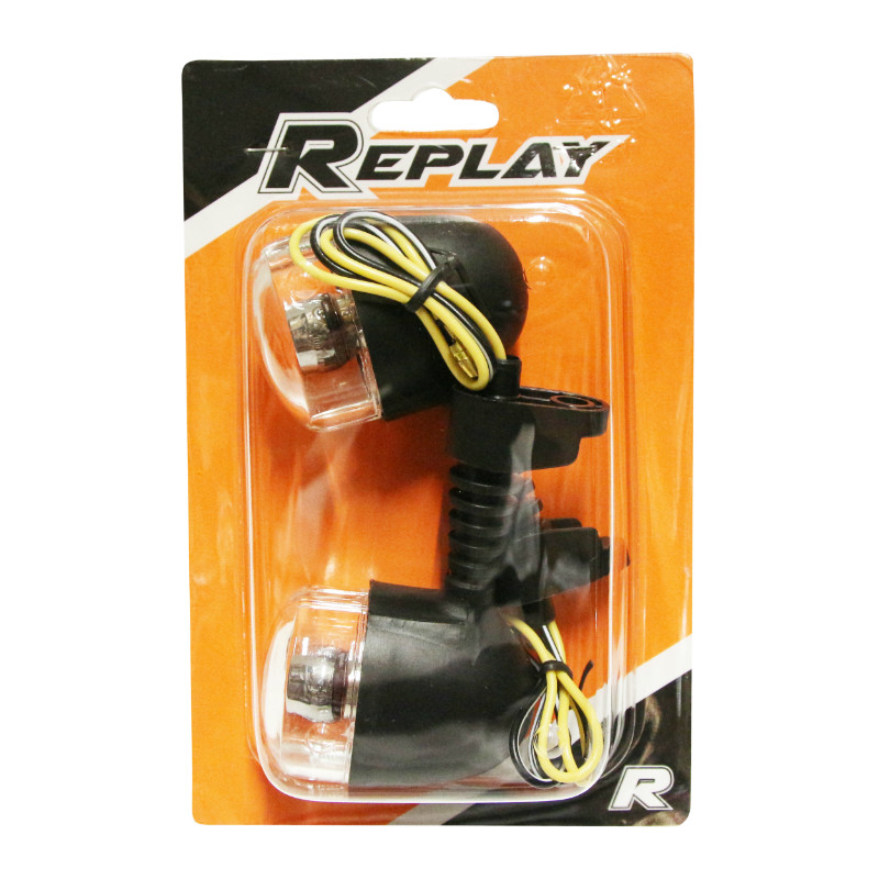 Clignotant adaptable Peugeot 50 TKR Trekker Squab AR orange-noir filetage pas 1,25 mm (paire) - vue 2