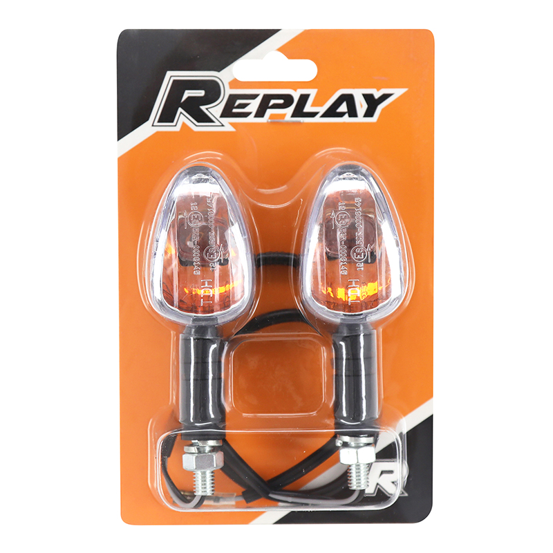 Clignotant universel Replay pyramide a ampoule BA15S base ABS transparent-carbone base longue (l 95MM - h 36MM - l 53MM) (homologue ce) (paire) - vue 3