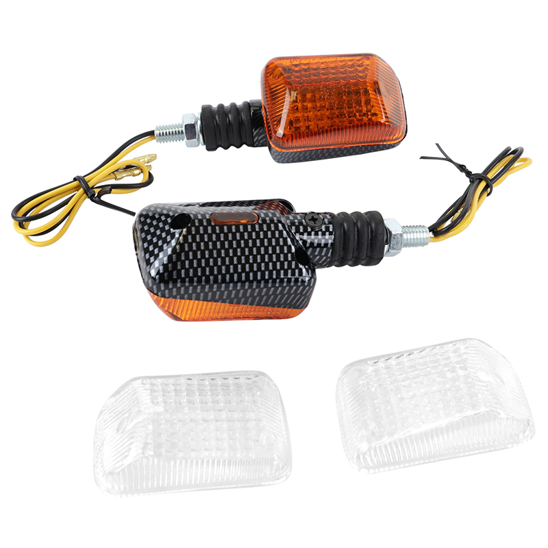 Clignotant universel Replay rectangle a ampoule BA9S orange-carbone + cabochons transparent (l 81MM - h 39MM - l 37MM) (paire) ** - vue 2