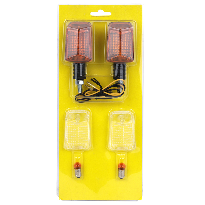 Clignotant universel Replay rectangle a ampoule BA9S orange-carbone + cabochons transparent (l 81MM - h 39MM - l 37MM) (paire) ** - vue 3