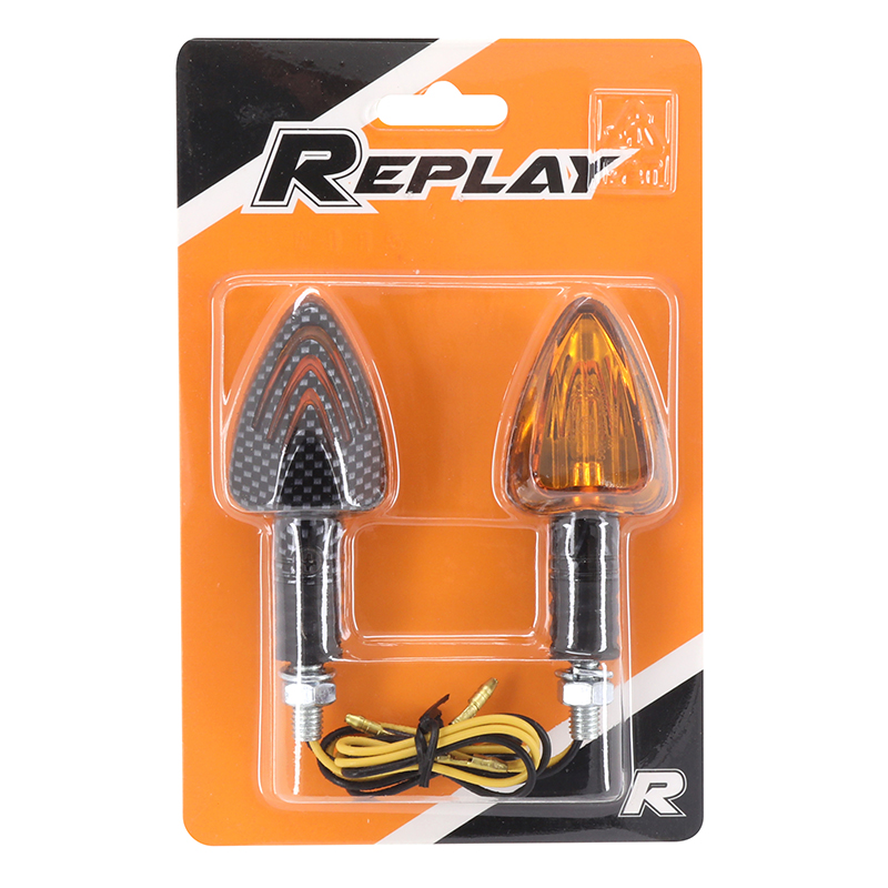 Clignotant universel Replay triangle a ampoule BA9S orange-carbone brillant base courte (l 78MM - h 37MM - l 27MM) (homologue ce) (paire) - vue 3