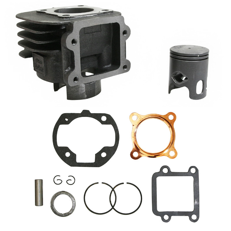 Cylindre P2R fonte avec piston graphite CPI 50 Popcorn, Oliver, Aragon, Hussar-Keeway 50 Focus, Hurricane, Matrix, F-Act-Generic 50 XOR, Ideo (axe de piston diam 12 mm) - vue 2
