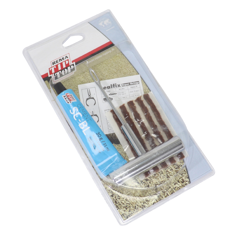 Nécessaire de réparation pneu tressé Tip Top (5 tresses 100mm + 1 dissolution 30g + outil) - 4004558 - vue 2