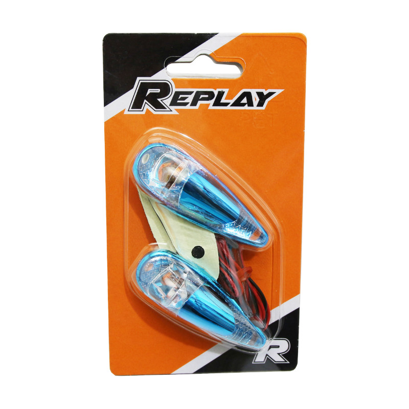 Eclairage deco Replay goutte d'eau fender transparent-bleu ampoule orange (l 62MM - h 18MM - l 22MM) (paire) ** - vue 2