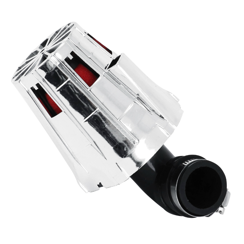 Filtre à air Replay E5 box chrome mousse rouge fixation coude 90° diam 35-28