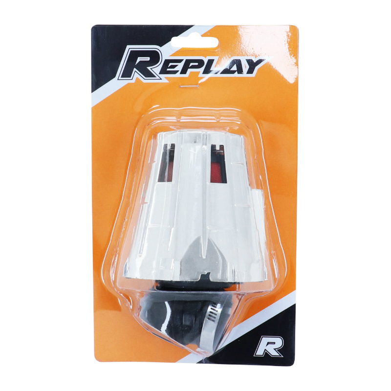 Filtre à air Replay E5 box chrome mousse rouge fixation coude 90° diam 35-28 - vue 3