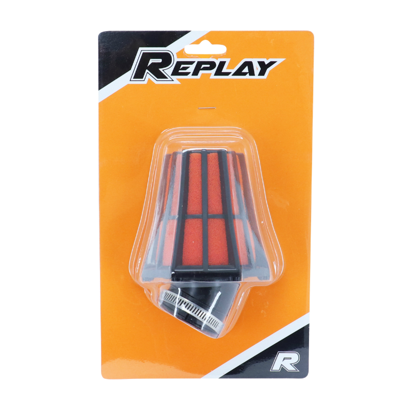 Filtre à air Replay hexagonal noir mousse rouge fixation coudée 45° diam 35-28 - vue 3