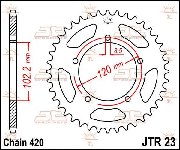 Couronne JT Sprockets 47Z pas 420 diamètre intérieur 102.2 - vue 3