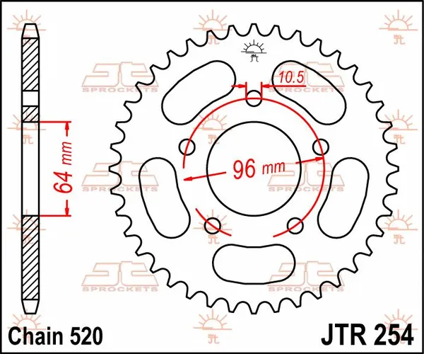 Couronne JT Sprockets 37Z PAS 520 Diamètre Intérieur 064 - vue 3