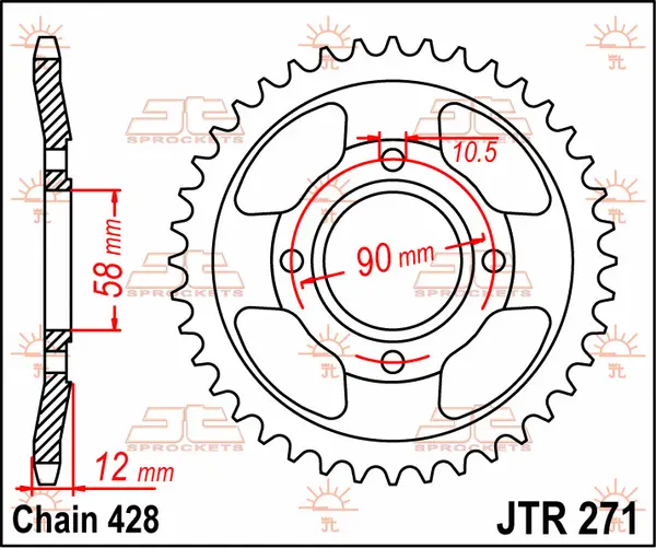 Couronne JT Sprockets 50Z PAS 428 Diamètre Intérieur 058 - vue 3