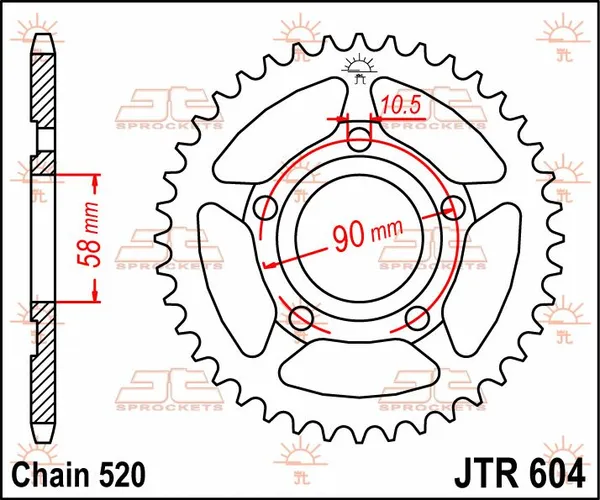 Couronne JT Sprockets 35Z PAS 520 Diamètre Intérieur 058 - vue 3