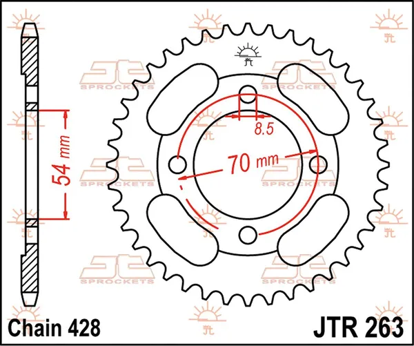 Couronne JT Sprockets 36Z PAS 428 Diamètre Intérieur 054 - vue 4