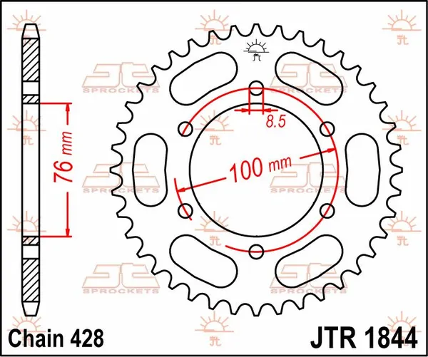 Couronne JT Sprockets 48Z PAS 428 Diamètre Intérieur 076 - vue 2