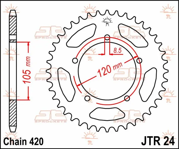 Couronne JT Sprockets 50Z PAS 420 Diamètre Intérieur 105 Entraxe Fixation - vue 2