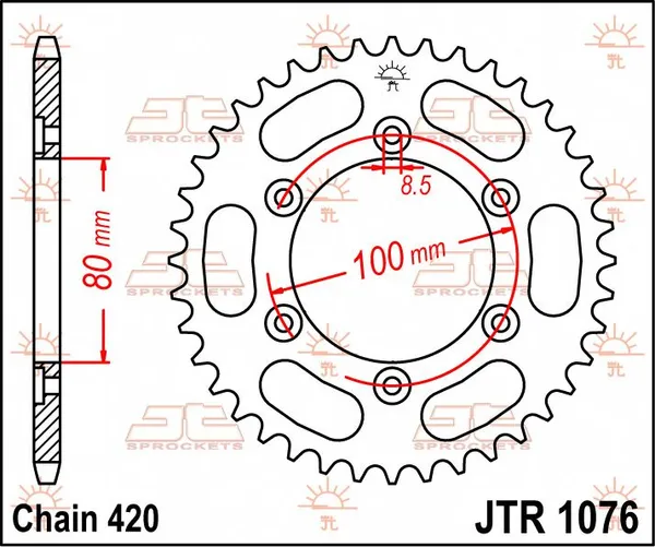Couronne JT Sprockets 52Z PAS 420 Diamètre intérieur 080 - vue 4