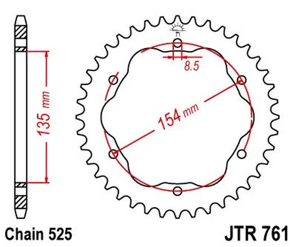 Couronne JT Sprockets 39Z PAS 525 pour support de pignon 7585029 - vue 3