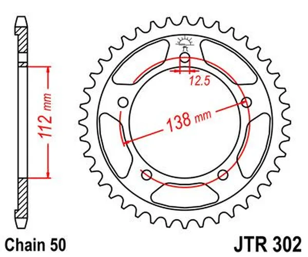 Couronne JT Sprockets 44Z PAS 530 Noir Diamètre Intérieur 112 Entraxe Fixation - vue 4