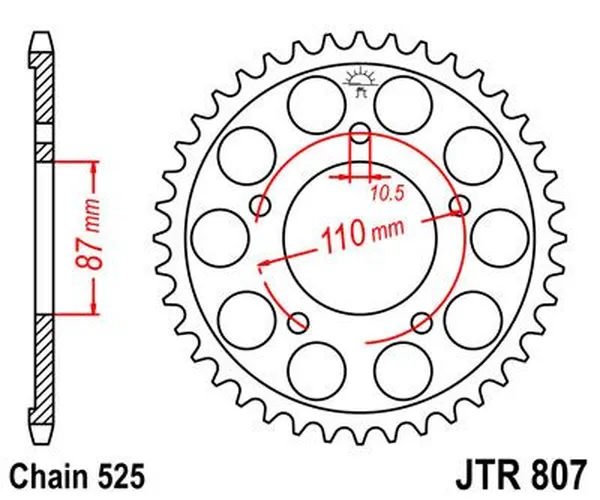 Couronne JT Sprockets 48Z PAS 525 Noir Diamètre Intérieur 087 - vue 4